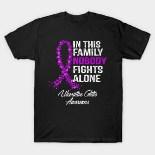 Ulcerative Colitis Awareness In This Family Nobody Fights Alone T-Shirt